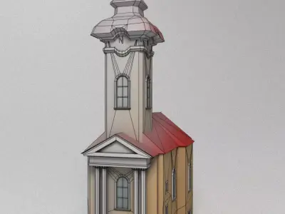 3D low poly model of church Low-poly 3D model