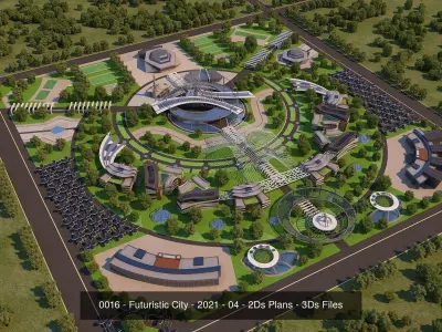 4 Futuristic City Architecture Projects  - Bundle 3D Model Pack