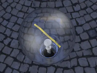 Bombilla light bulb in middle of street Free 3D model