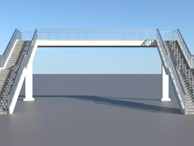 Pedestrian Overpass Bridge with Stairs Low-poly 3D model