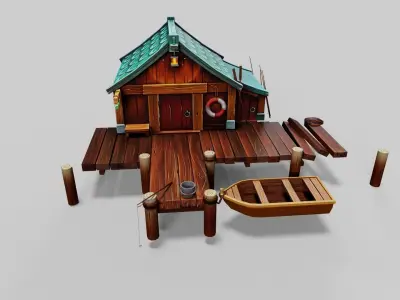 Wooden Hut Low-poly 3D model purchase