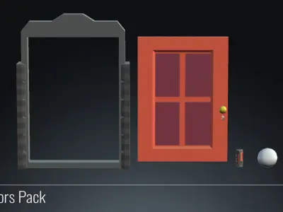 3D Lowpoly Doors Pack - Home Interior Low-poly 3D model