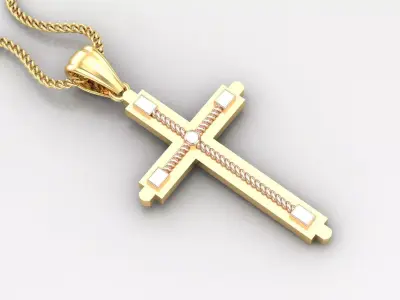 High Cross Pendant Light Gold 18K 4CP072 3D print model
