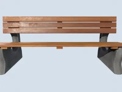 Street bench low poly pbr game ready Low-poly 3D model get