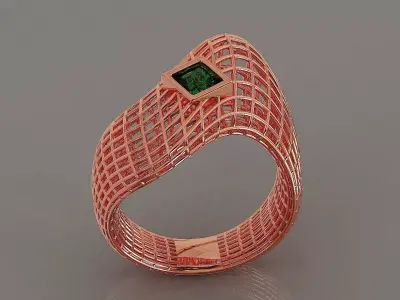 Princess Cut Solitaire Ring Setting with Lattice Structure 3D print model