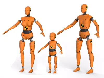  Robot Android  family   Crash Dummy Test 3D model 3D Model Pack