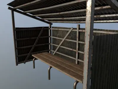 Bench with rust metal cover Low-poly 3D model