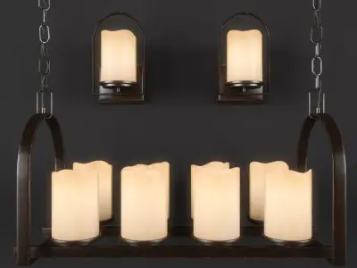 Chandelier and sconce Quoizel Aldora series  3D model