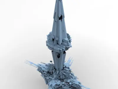 Core crystal Shard Bridge Buildings Full Kitbash 3D model