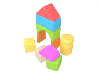 Wooden Block V1 002 Low-poly 3D model