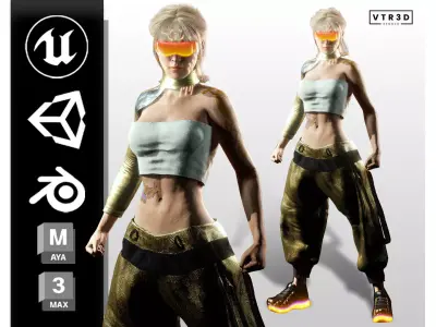 Sci-Fi Girl Character Lyra Solaris Futuristic Female Low-poly 3D model