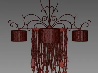 Baga 1 chandelier with shades 3D model