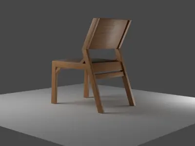 Wooden Chair cushioned seat Low Topology Low-poly 3D model