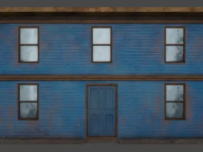 House boards blue Low-poly 3D model