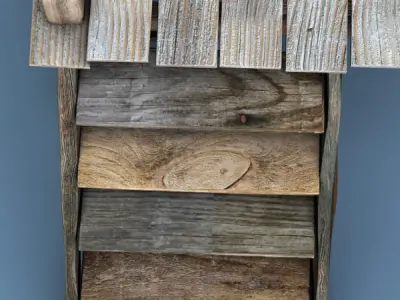 Gallows wooden platform with rope hanging from it 3D model