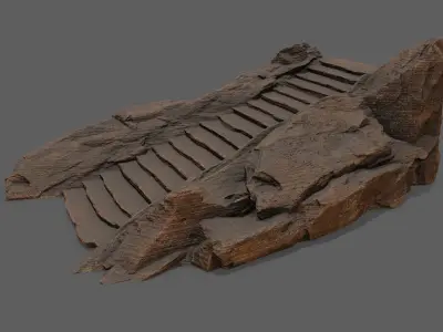 Stairs wooden staircase Low-poly 3D model