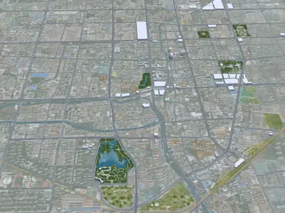 Jining Shandong China 80km Low-poly 3D model