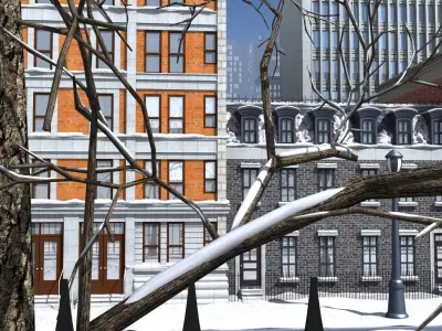 3D Street Day Snow 3D model