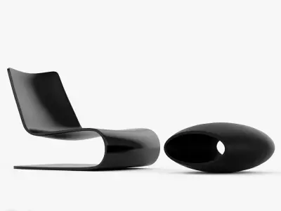 Novelle Vague Chair and Ottoman Porro 3D model