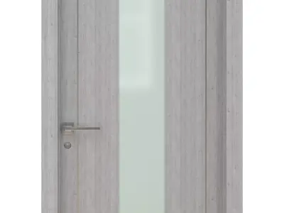 Door-079 wooden door with glass panel 3D model