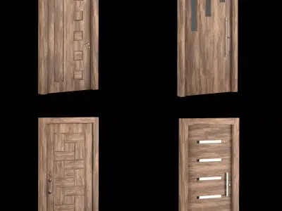 Interior-exterior Wooden Door 3D model 2