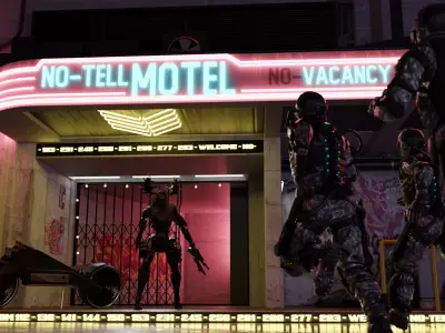 Cyberpunk Street Scene - High Detail 3D model 3D model