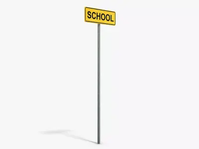 School Sign Low-poly 3D model
