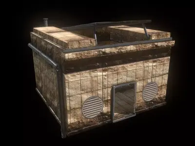 Desert Bunker Sci Fi Sand Punk Building House Interior Exterior  3D model