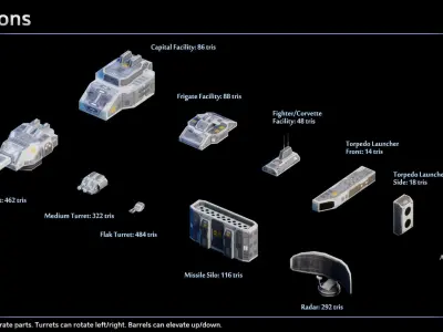 Trading Outpost Space Station Low-poly 3D model
