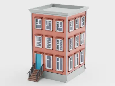 Lowpoly Cartoon Building 01 Low-poly 3D model