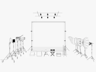 Studio Photography Lights 2 3D model