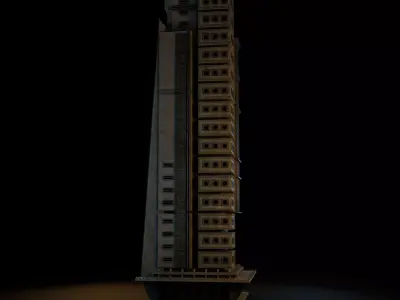 DYSTOPIAN BRUTALIST BUILDING SCIFI 04 Low-poly 3D model