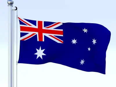Animated Australian Flag Low-poly 3D model