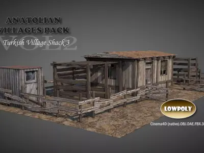 Anatolian Village Shack 3 Low-poly 3D model