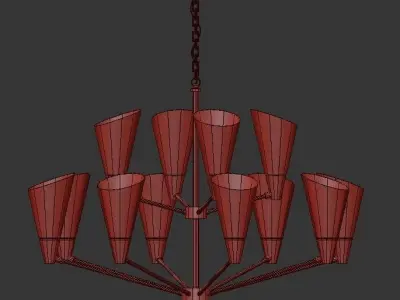 AX611 chandelier with brass and shades 3D model