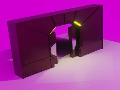 Sci Fi Door - Rigged Animation 3D Model Low-poly 3D model