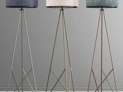 Modern Geometric Tripod Floor Lamp With Shade 3D model
