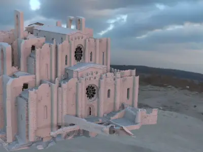 Medieval larger Church New original window and church 3D model 3D model