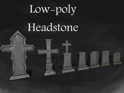 Headstone headstones Low-poly 3D model