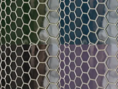 Japanese Kikko Hexagon Tile PBR Material - 8 Colors Texture