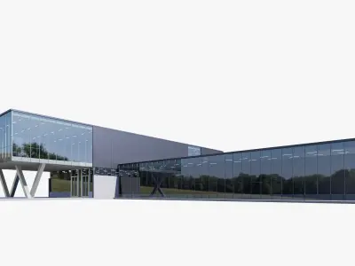 Gallery modern art building Low-poly 3D model