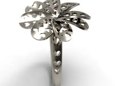 Flower ring 3D print model 14