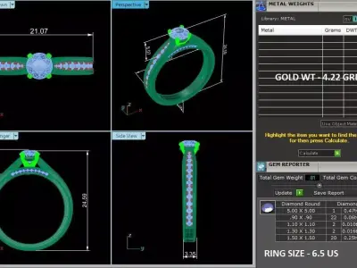 Women Light Weight Solitare Diamond Wedding Ring   24 3D print model