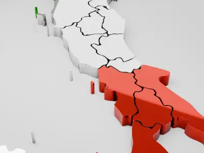 Italy map in 3D 3D model
