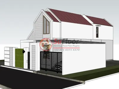 House 16x15m code 494- Sketchup 3D model 3D model 3D model