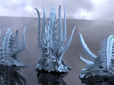 Alien Dragon God Bone Structure 3 models 3D model