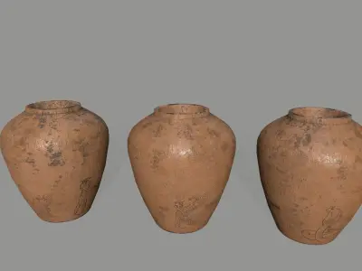 vase set greek vases Low-poly 3D model