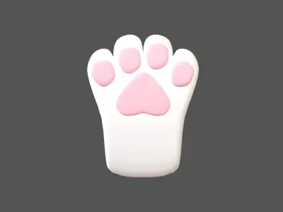 Cat Paw Glove v1 005 Low-poly 3D model