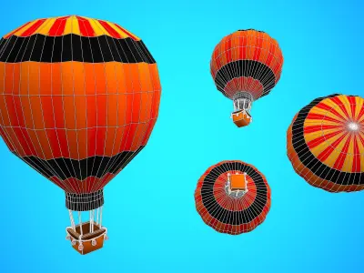 HOT AIR BALLOON CARTOON STYLIZED 06 Low-poly 3D model
