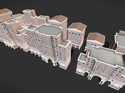 Buildings Low-poly 3D model